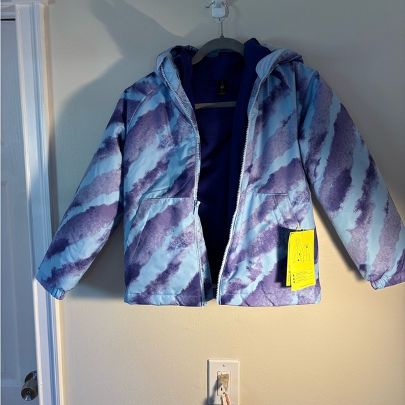 All in Motion Kids Tie-Dye Puffer Jacket - Blue and Purple - Picture 1 of 6
